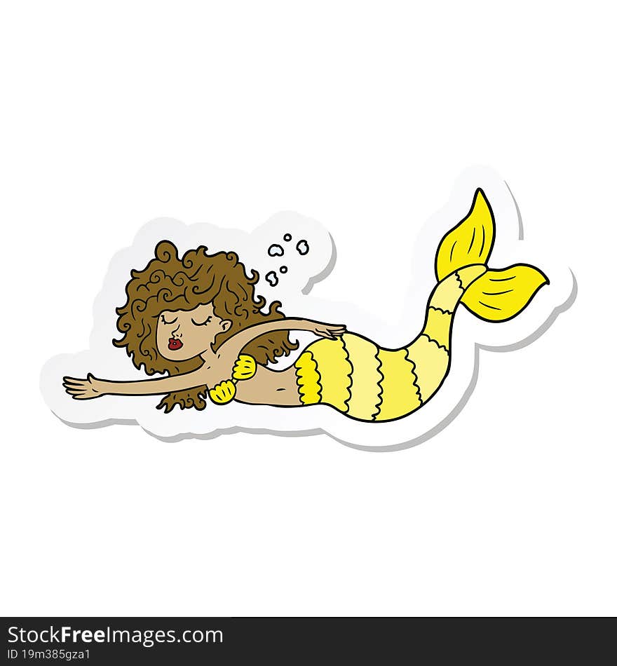 sticker of a cartoon mermaid