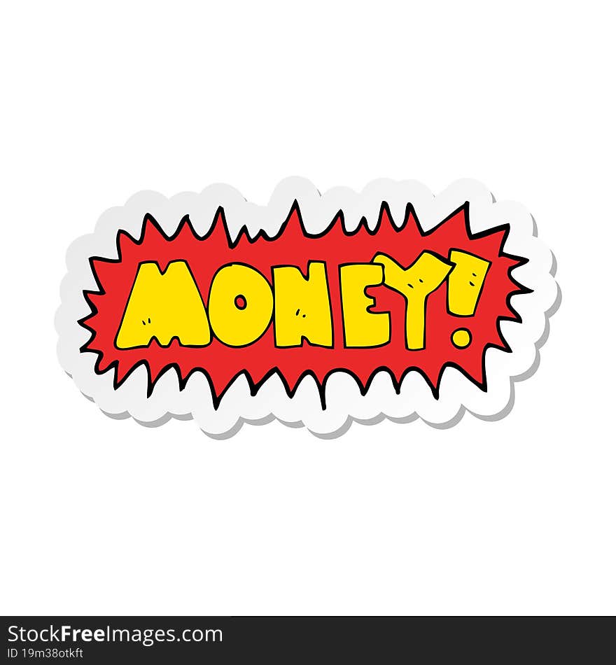 sticker of a cartoon money symbol