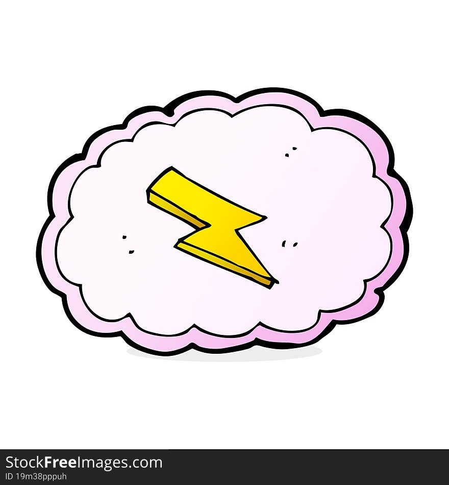 Cartoon Cloud And Lightning Bolt Symbol