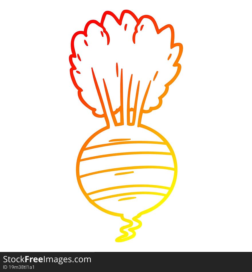 warm gradient line drawing of a cartoon root vegetable