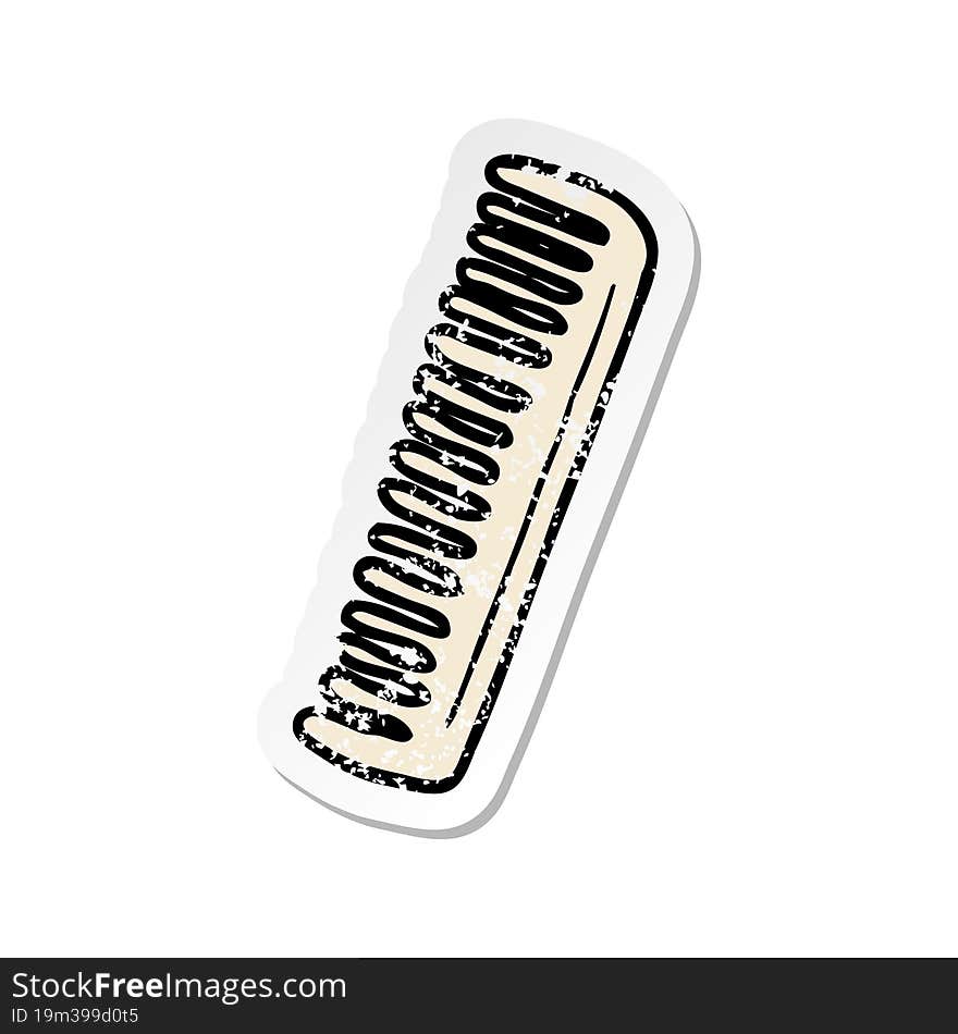 distressed sticker of a cartoon comb