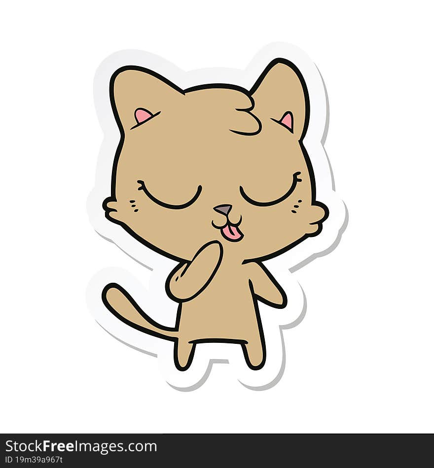 Sticker Of A Cute Cartoon Cat