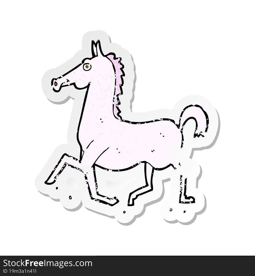 retro distressed sticker of a cartoon horse