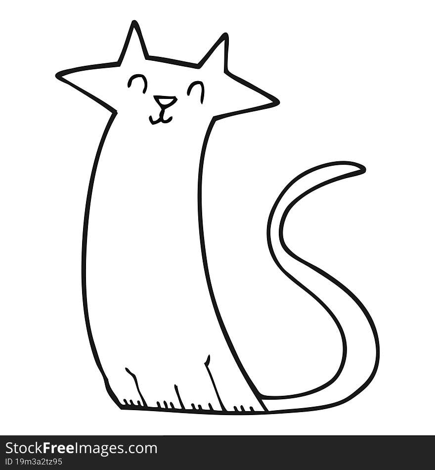 black and white cartoon cat