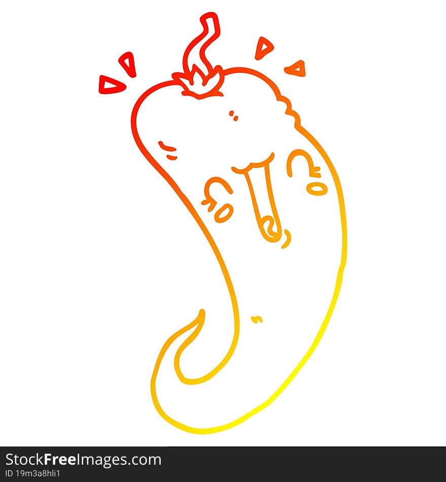 warm gradient line drawing cartoon chili pepper