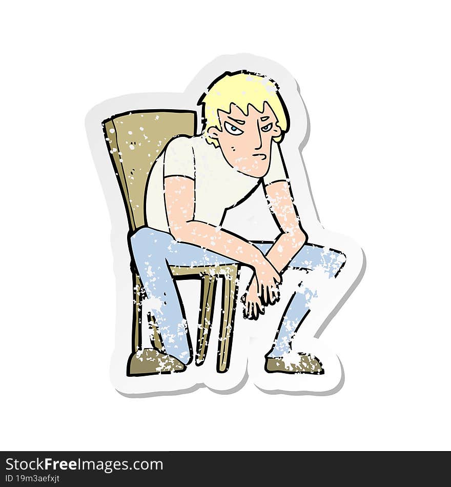 retro distressed sticker of a cartoon dejected man