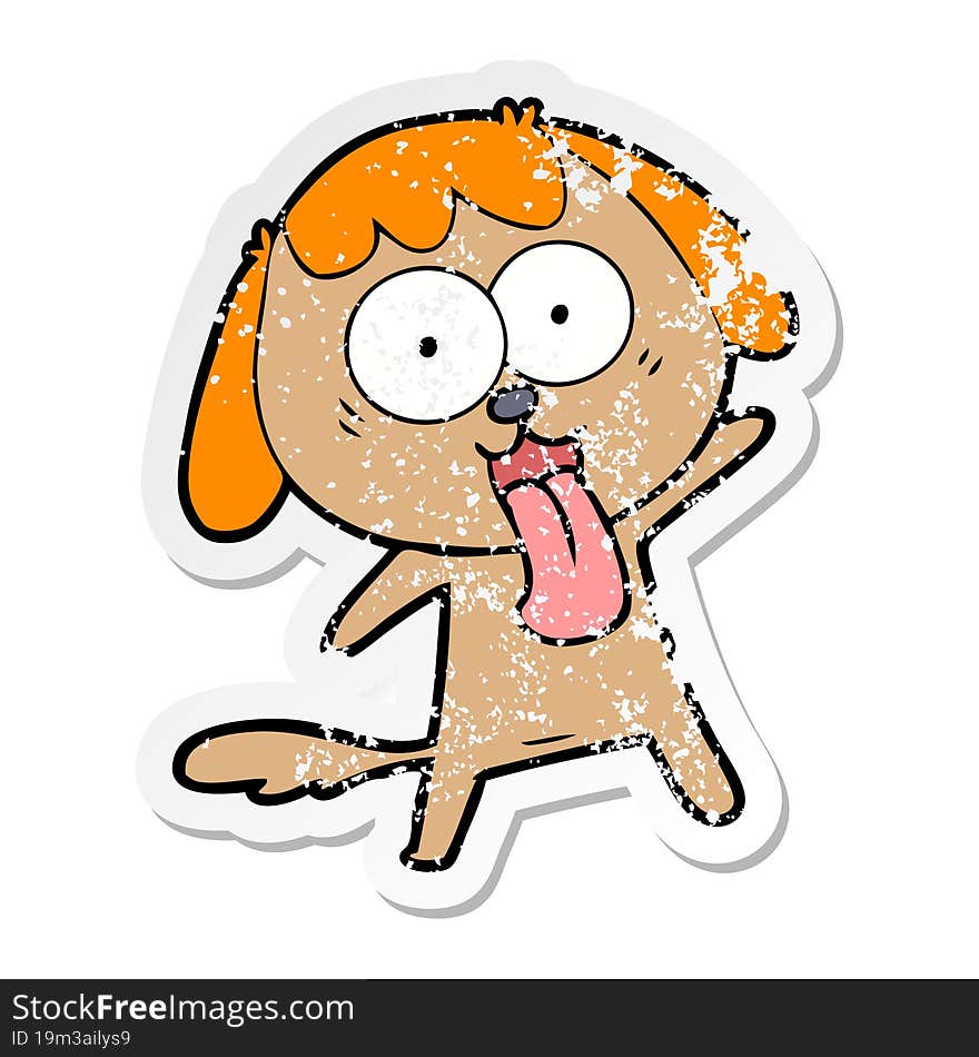 distressed sticker of a cute cartoon dog