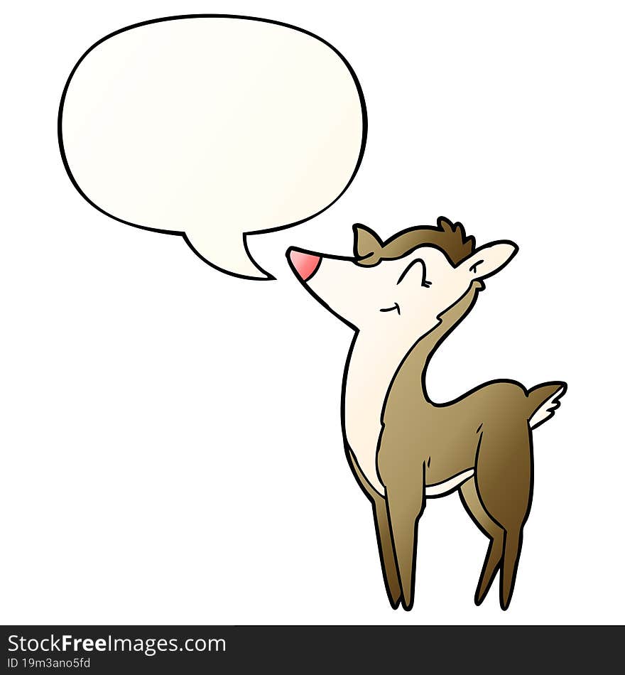 cartoon deer with speech bubble in smooth gradient style