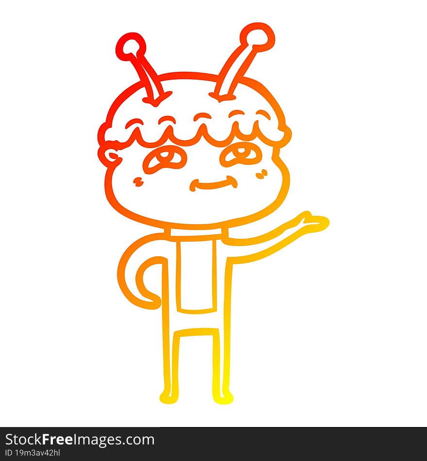 Warm Gradient Line Drawing Friendly Cartoon Spaceman