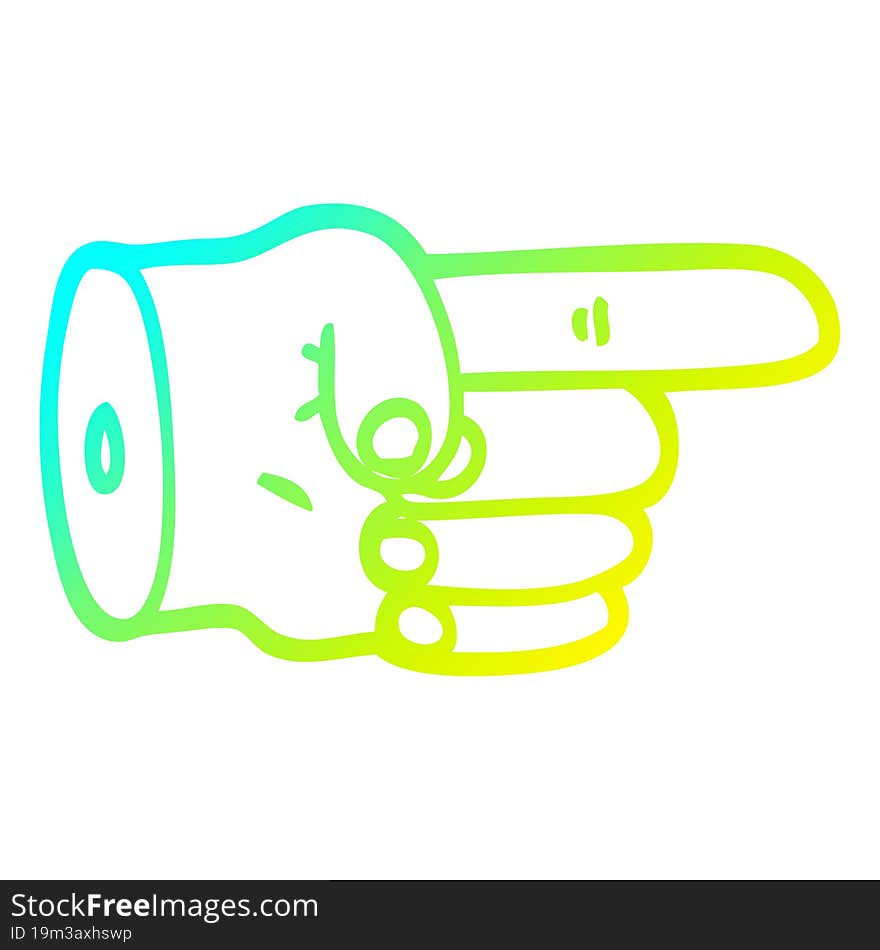 cold gradient line drawing pointing hand symbol