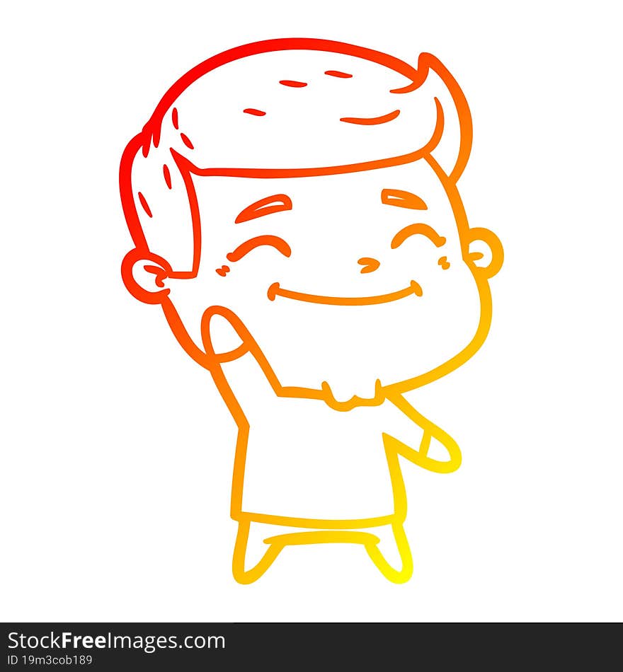 warm gradient line drawing happy cartoon man waving