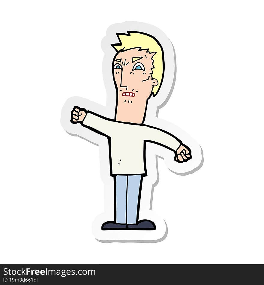 sticker of a cartoon annoyed man