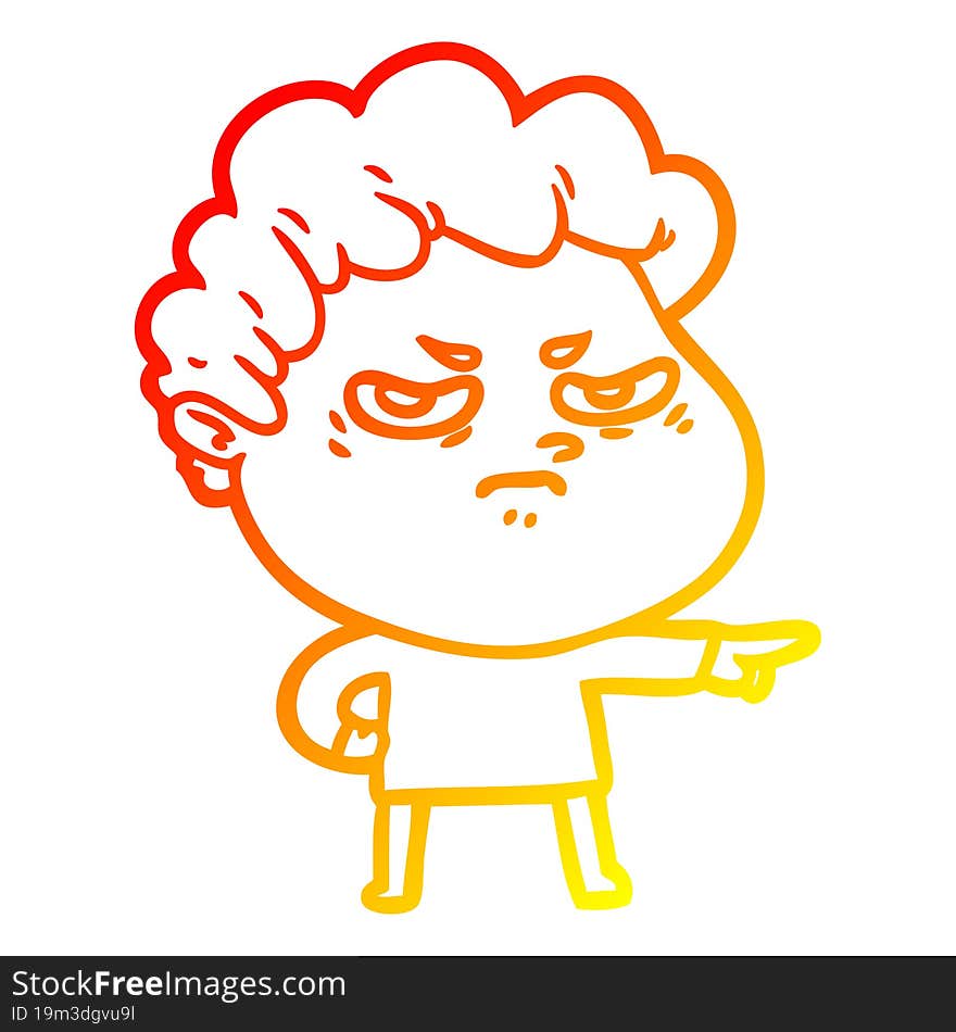 warm gradient line drawing cartoon angry man