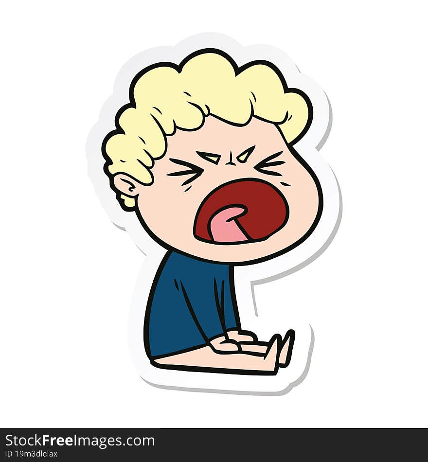 sticker of a cartoon furious man