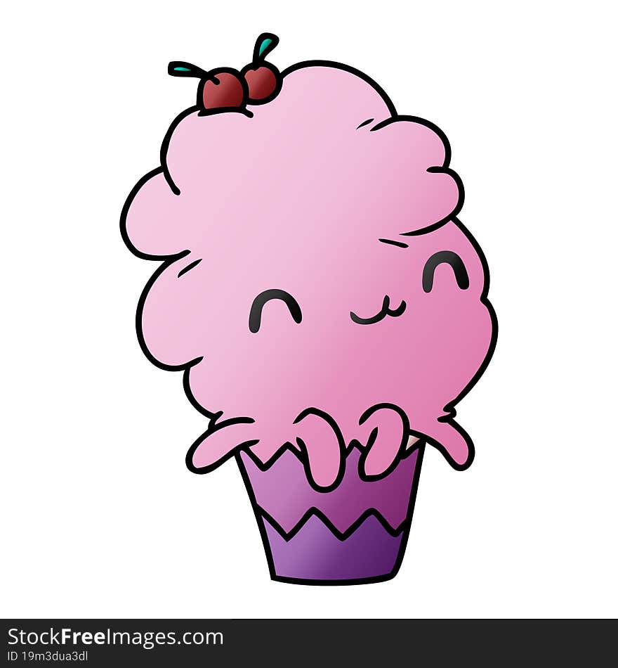 gradient cartoon illustration kawaii octopus cupcake. gradient cartoon illustration kawaii octopus cupcake