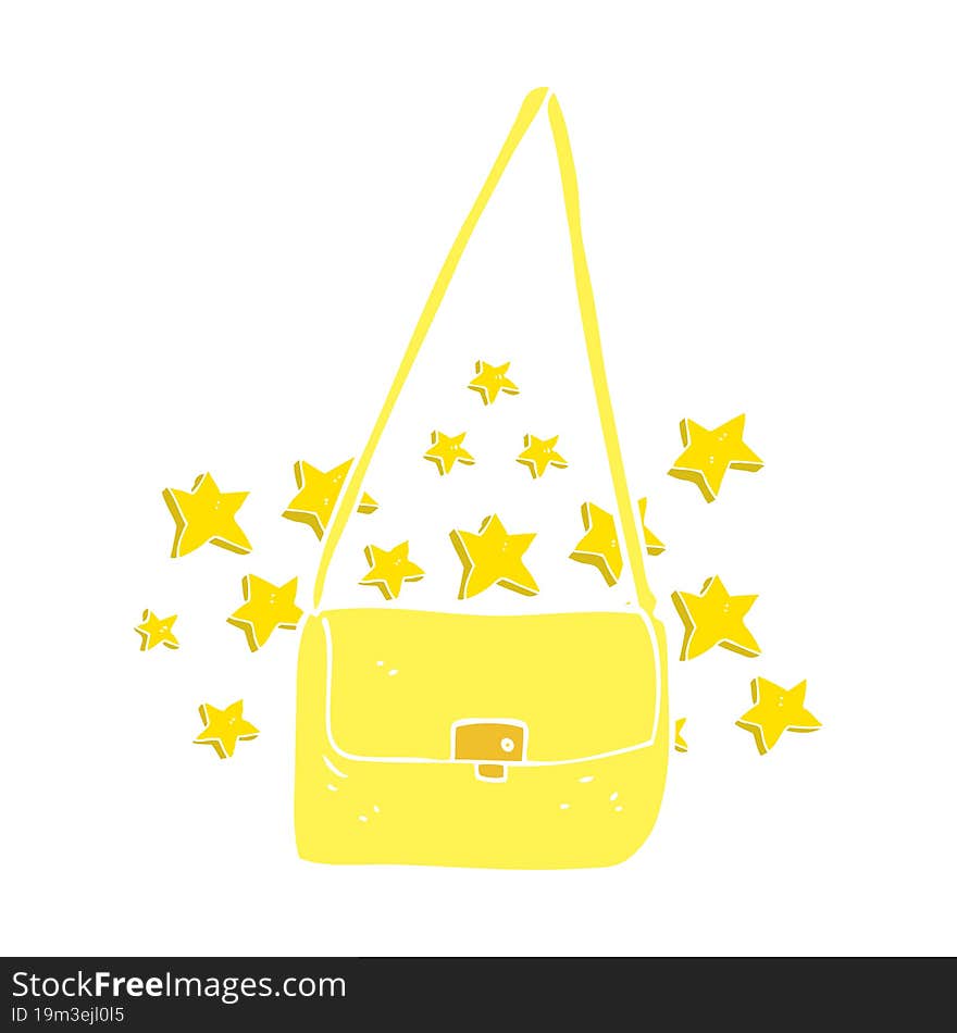 Flat Color Illustration Of A Cartoon Expensive Handbag