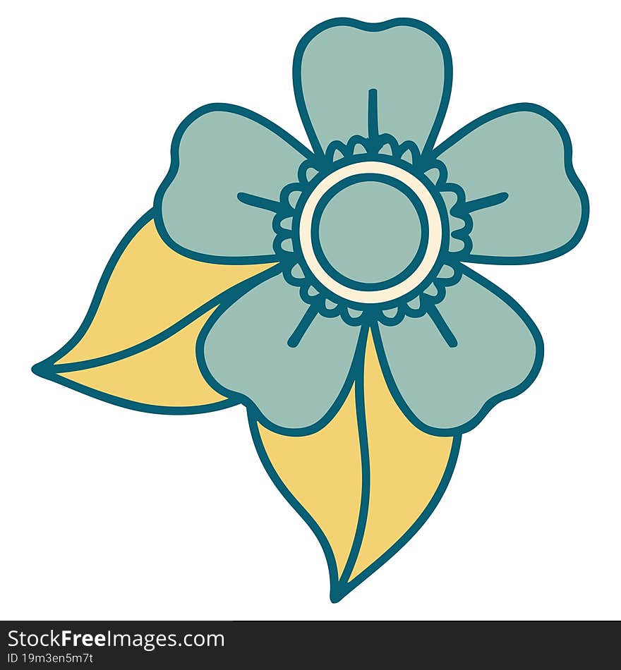 iconic tattoo style image of a flower. iconic tattoo style image of a flower