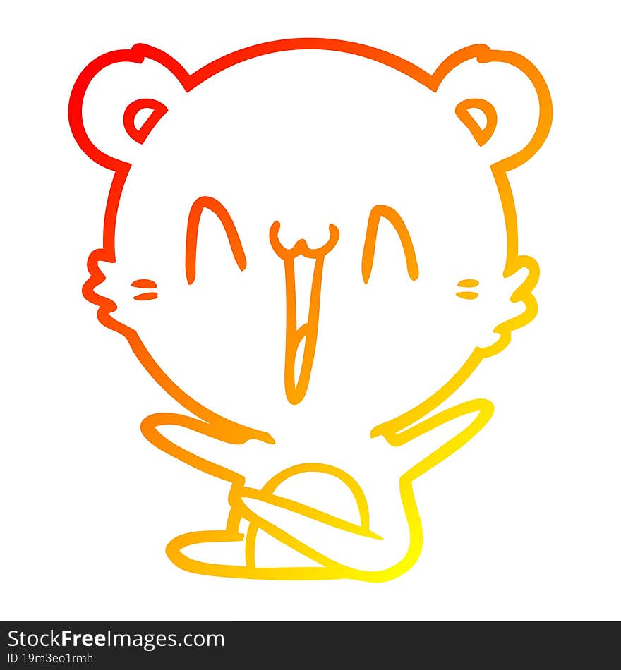 warm gradient line drawing laughing polar bear cartoon