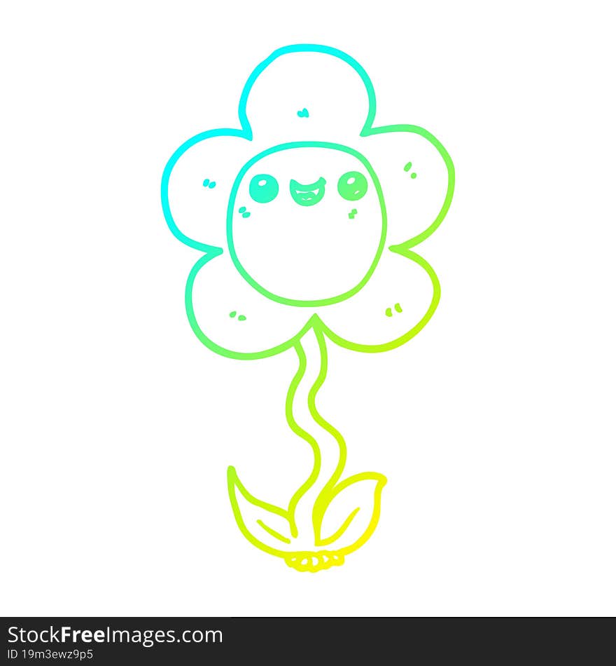 cold gradient line drawing cartoon flower