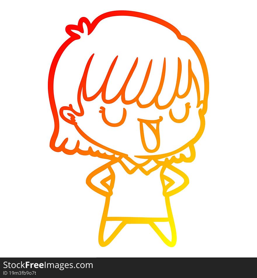 warm gradient line drawing of a cartoon woman