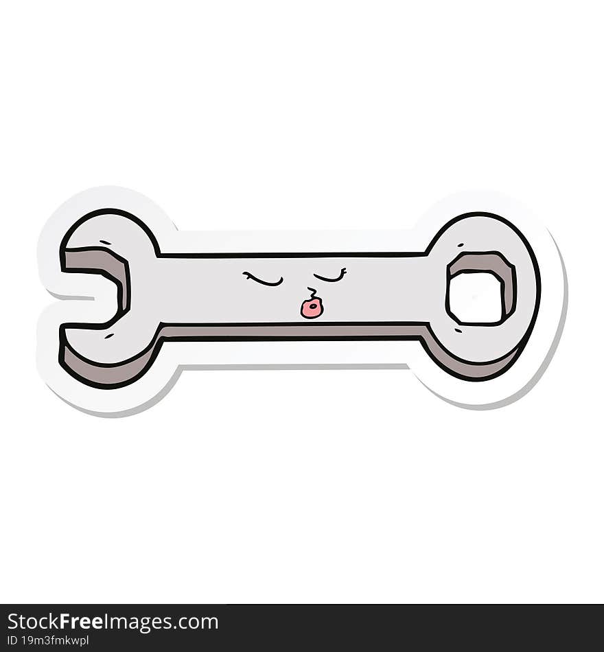 sticker of a cartoon spanner