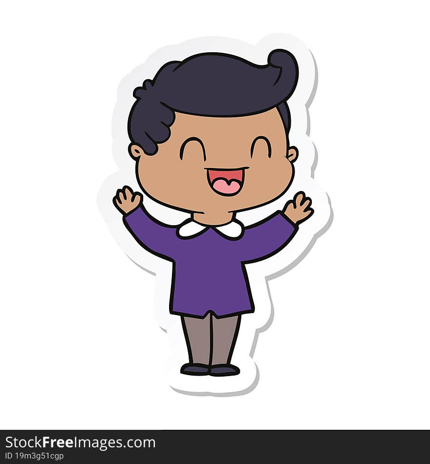 sticker of a cartoon happy man