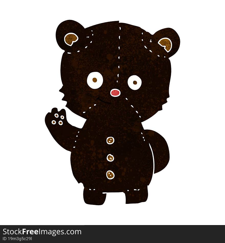 cartoon waving black bear cub