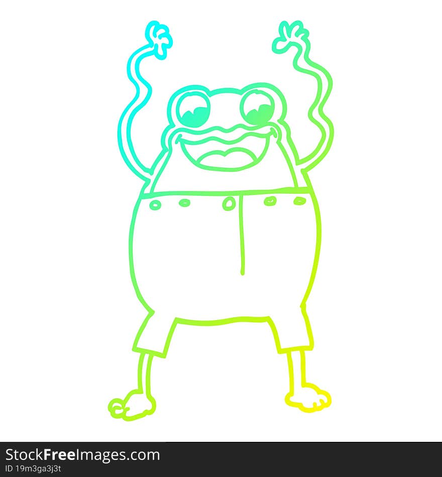 cold gradient line drawing of a cartoon frog