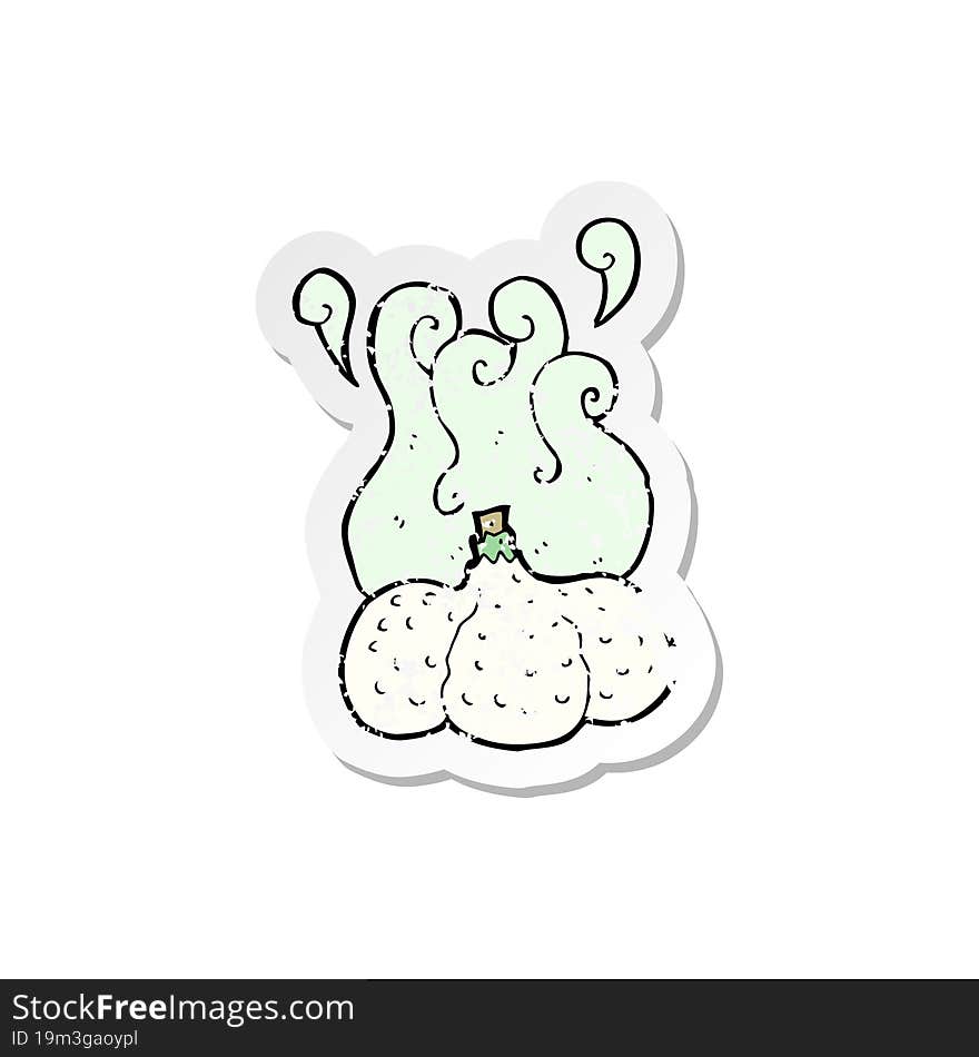 retro distressed sticker of a cartoon garlic