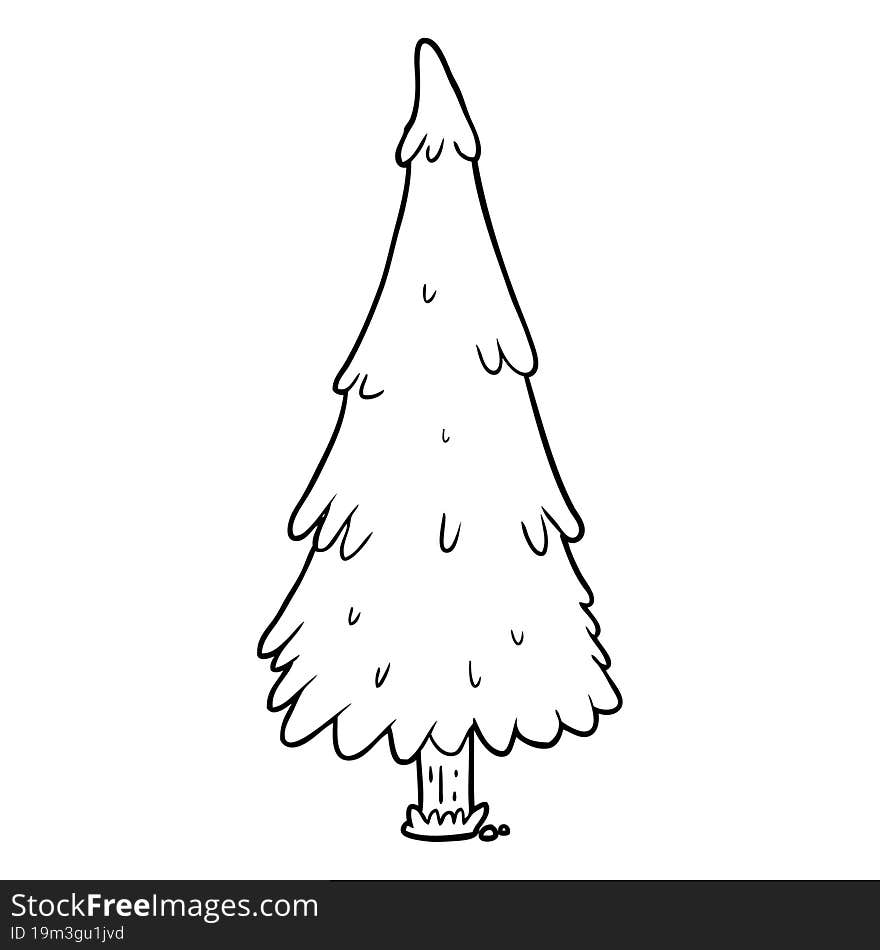 line drawing of a christmas tree. line drawing of a christmas tree