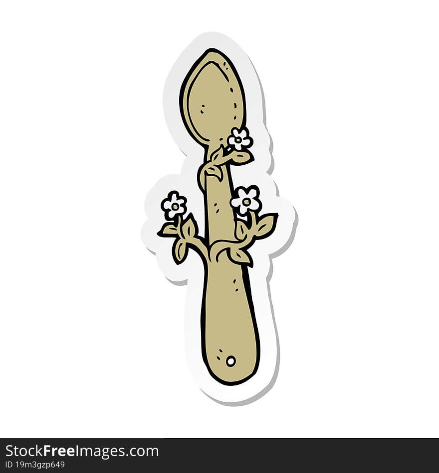 sticker of a cartoon wooden spoon