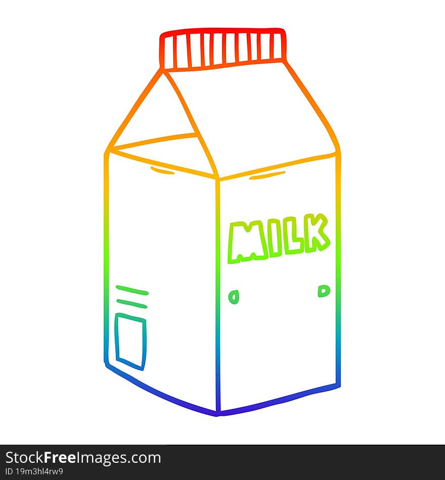 Rainbow Gradient Line Drawing Cartoon Milk Carton