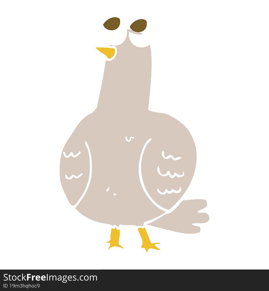 Flat Color Illustration Of A Cartoon Bird