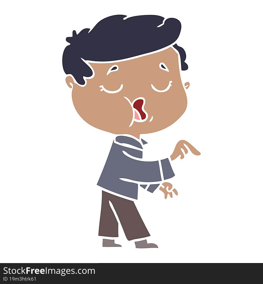 Flat Color Style Cartoon Man Talking