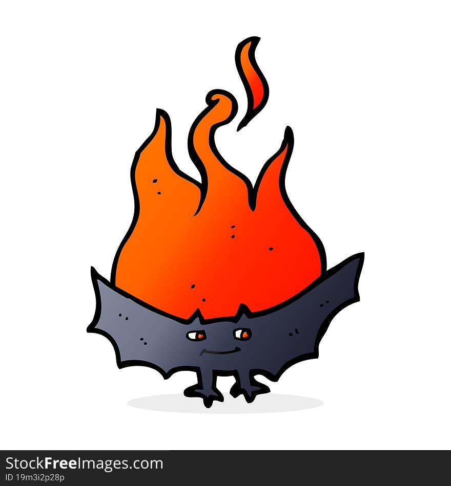 cartoon flaming halloween bat