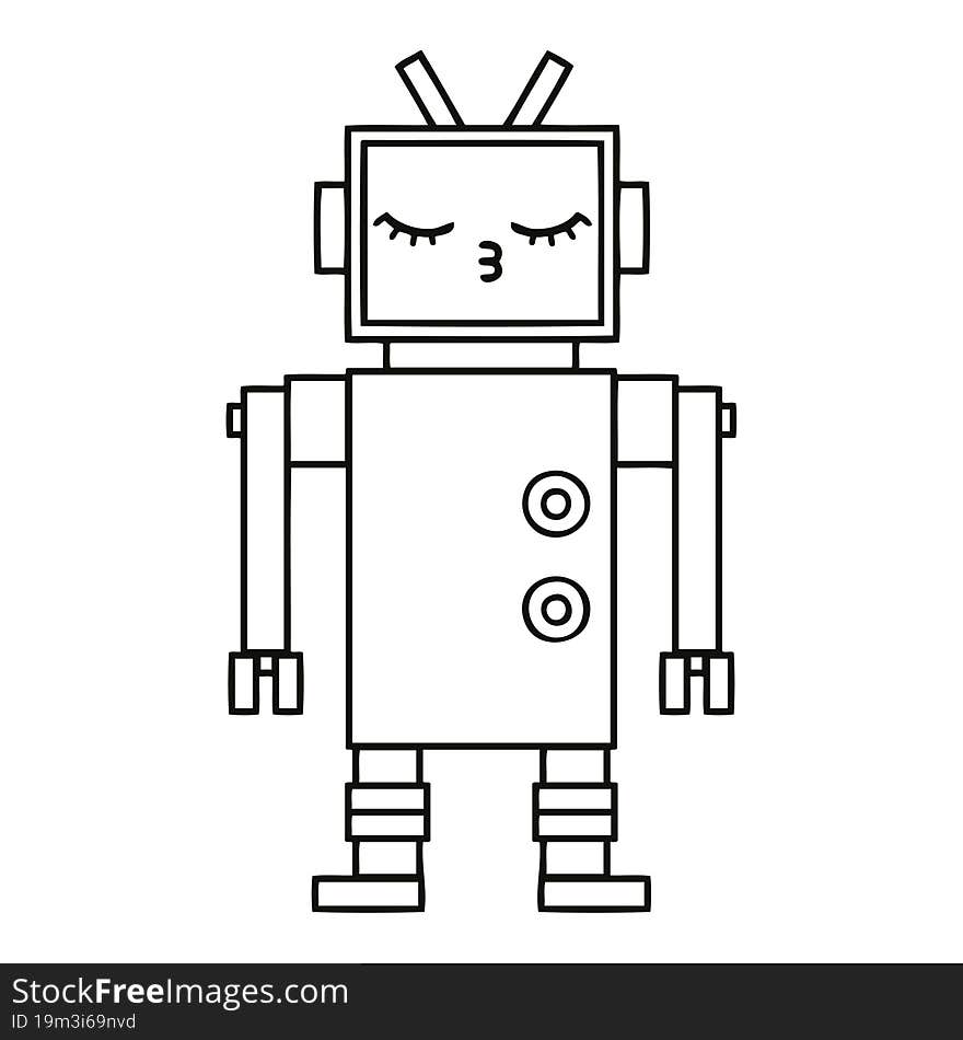 Line Drawing Cartoon Robot