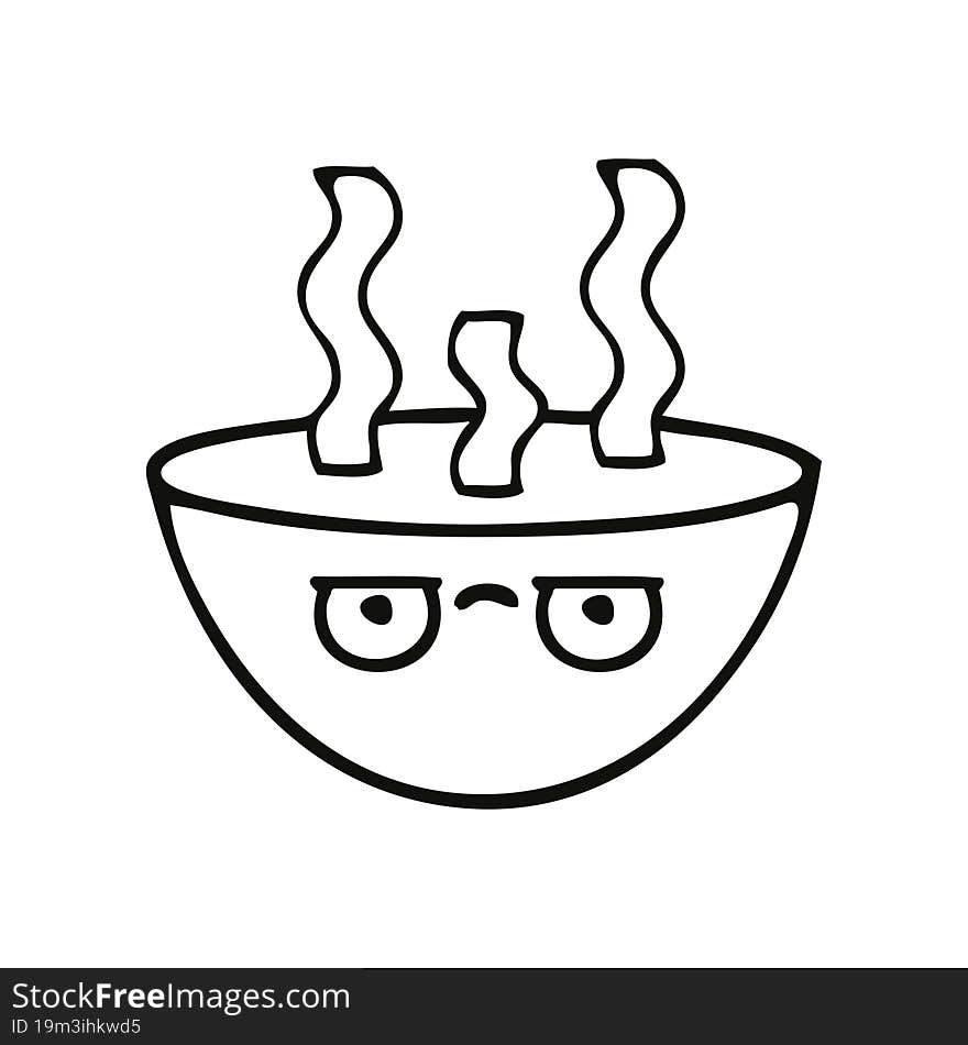 line drawing cartoon bowl of hot soup