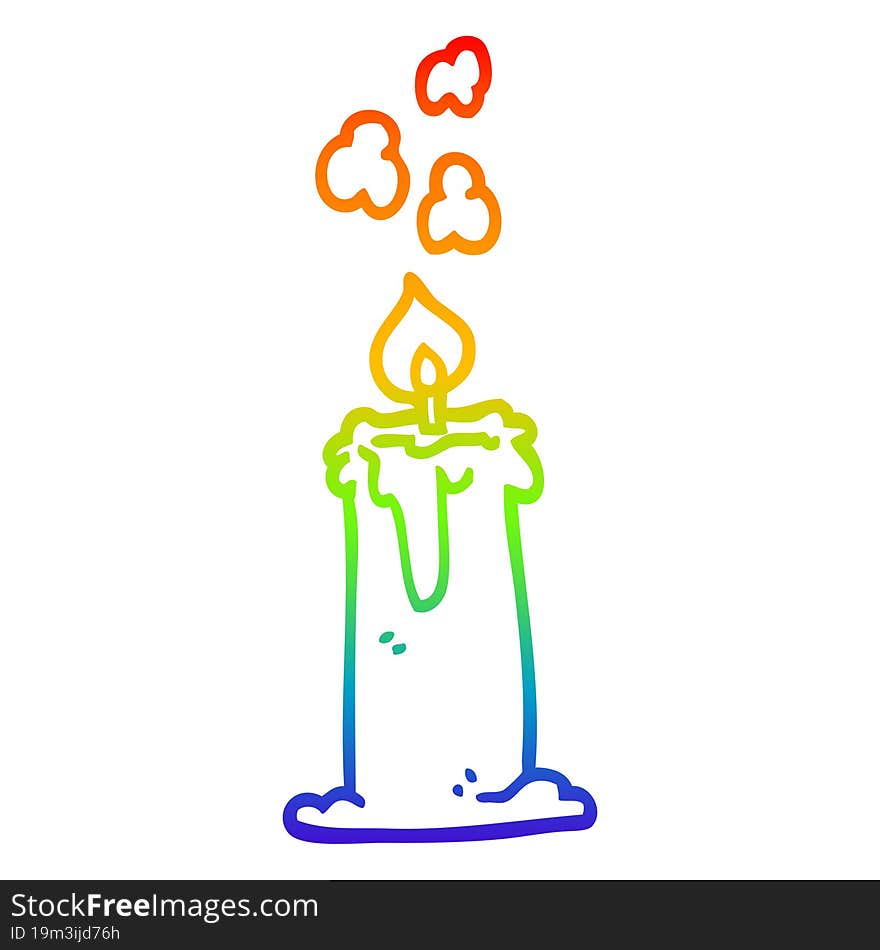 Rainbow Gradient Line Drawing Cartoon Candle Burning