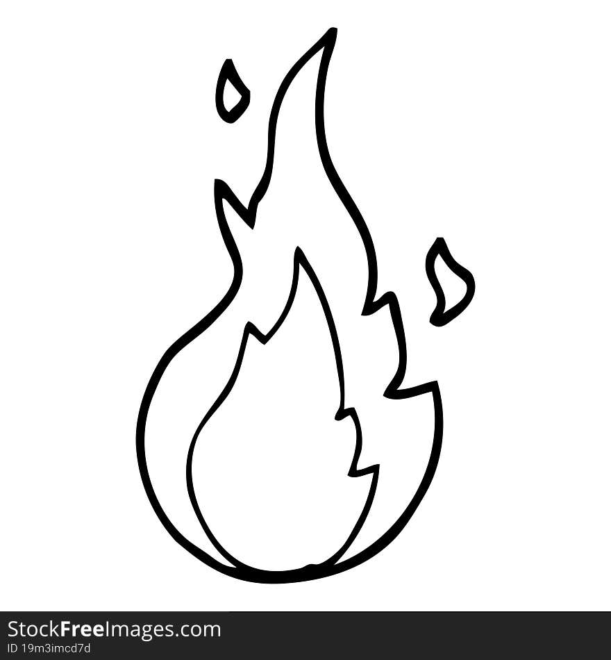 black and white cartoon flame symbol