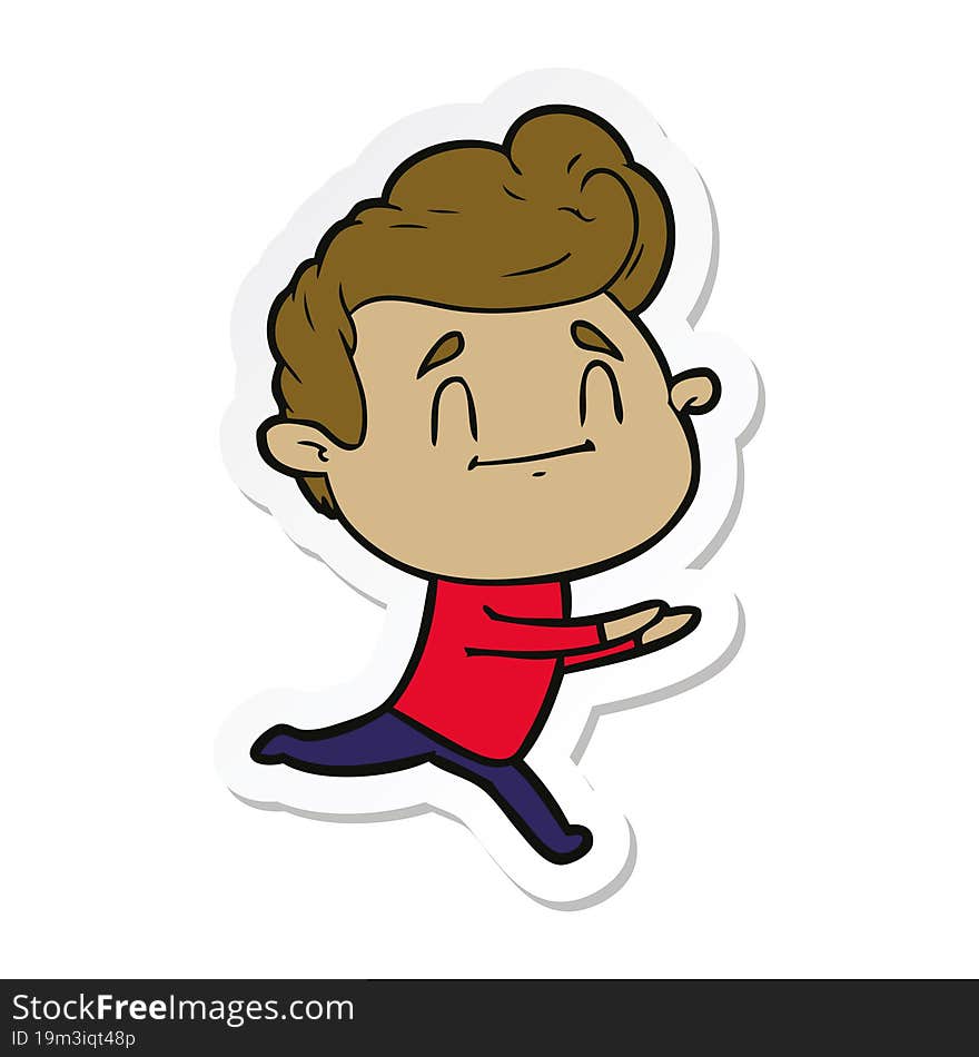 sticker of a running cartoon man