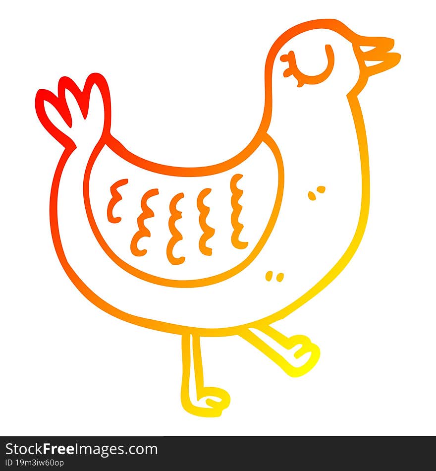 warm gradient line drawing of a cartoon bird