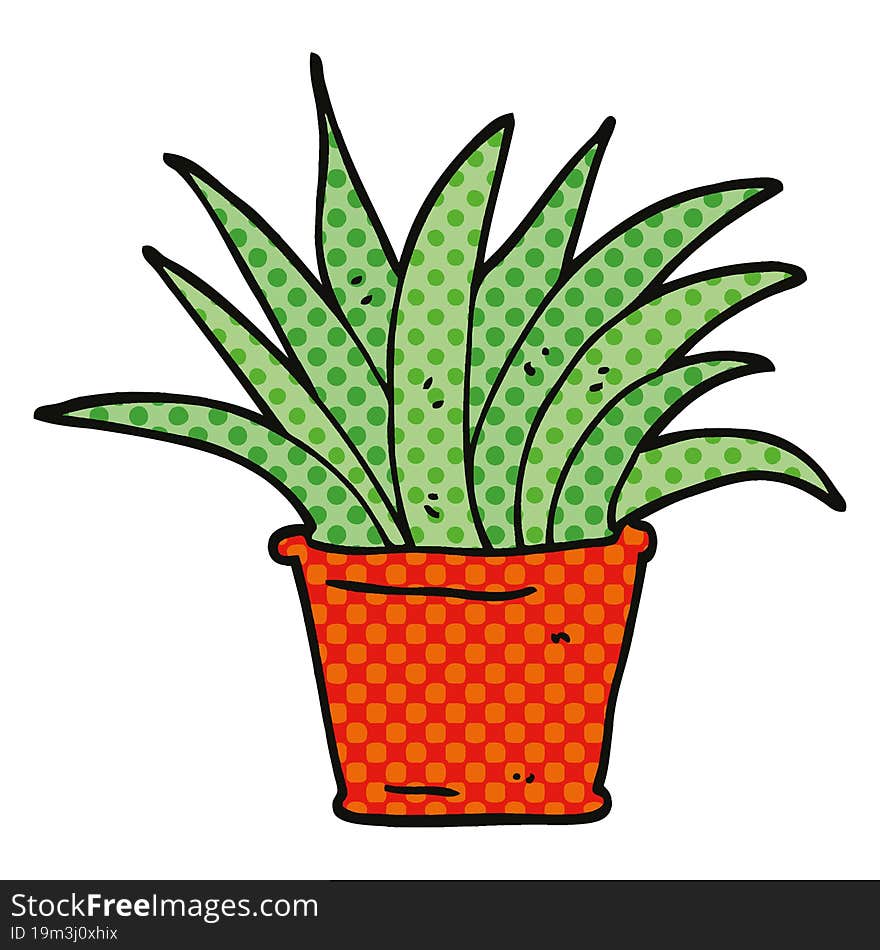 Comic Book Style Cartoon House Plant