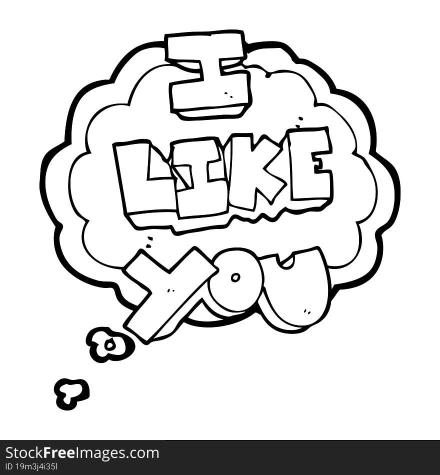 I like you thought bubble cartoon symbol