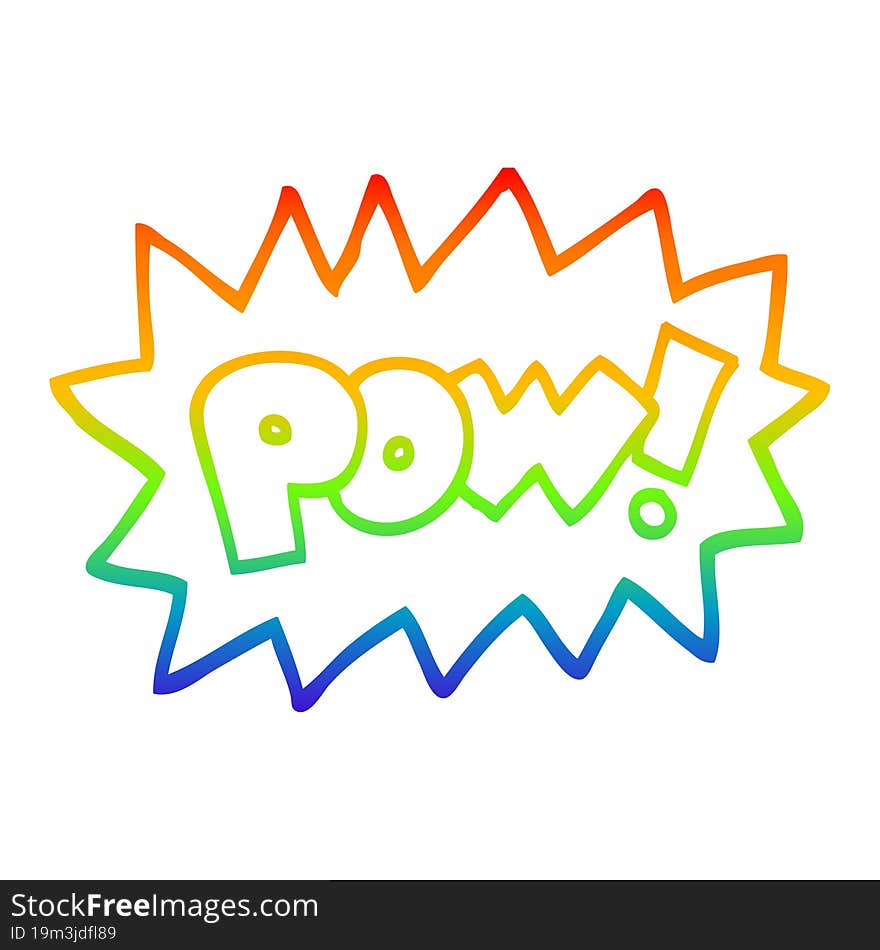 rainbow gradient line drawing cartoon pow symbol