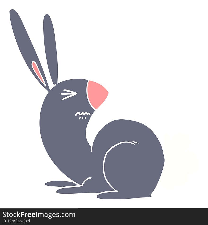 Flat Color Style Cartoon Annoyed Rabbit