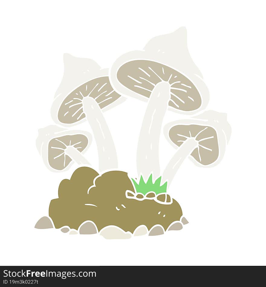 flat color illustration of a cartoon mushrooms