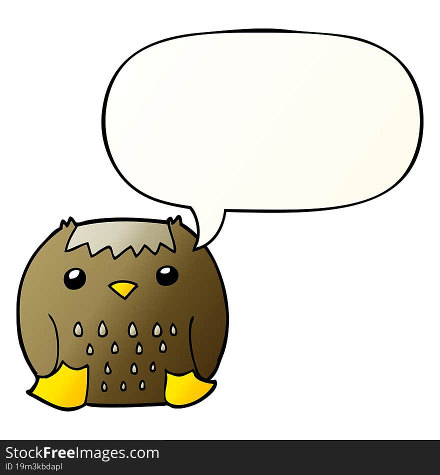 cartoon owl and speech bubble in smooth gradient style