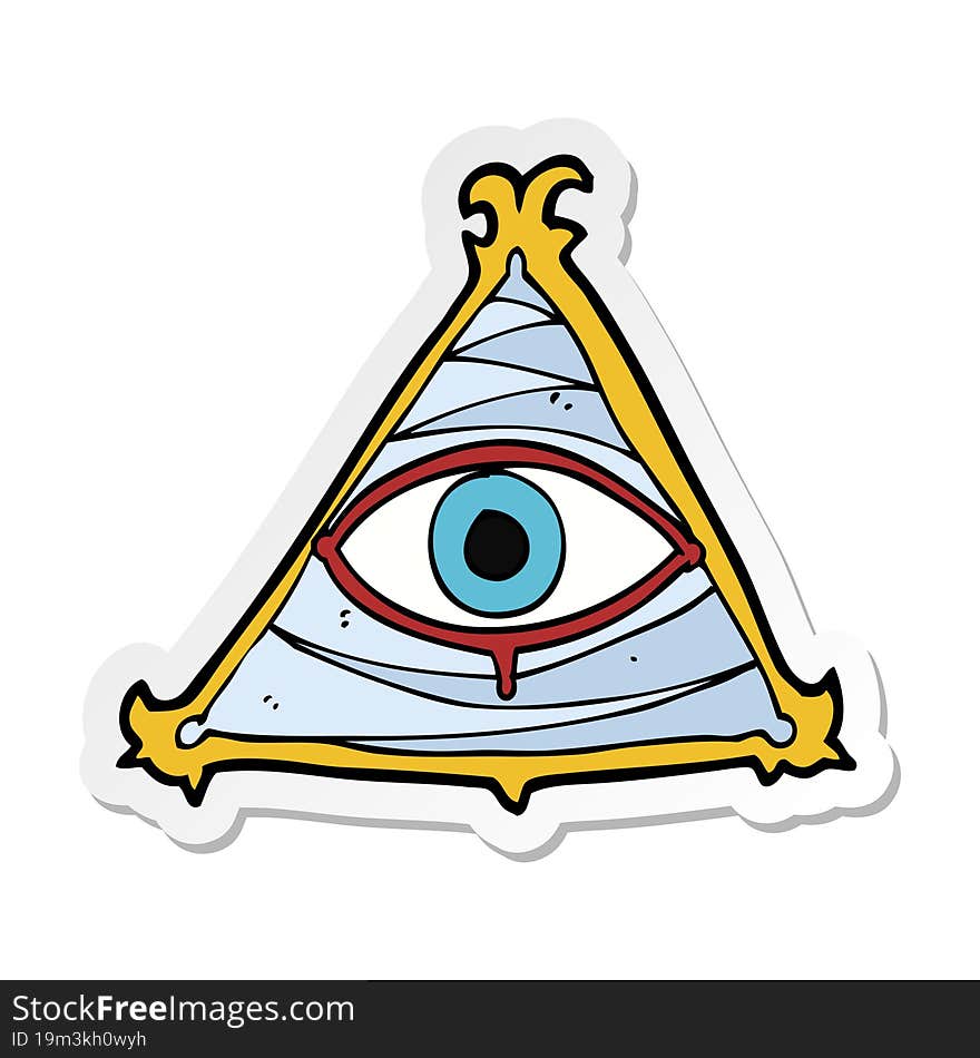 Sticker Of A Cartoon Mystic Eye Symbol