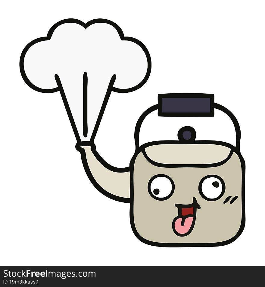 Cute Cartoon Steaming Kettle