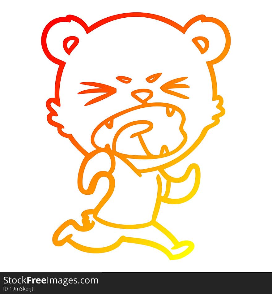 warm gradient line drawing angry cartoon bear running